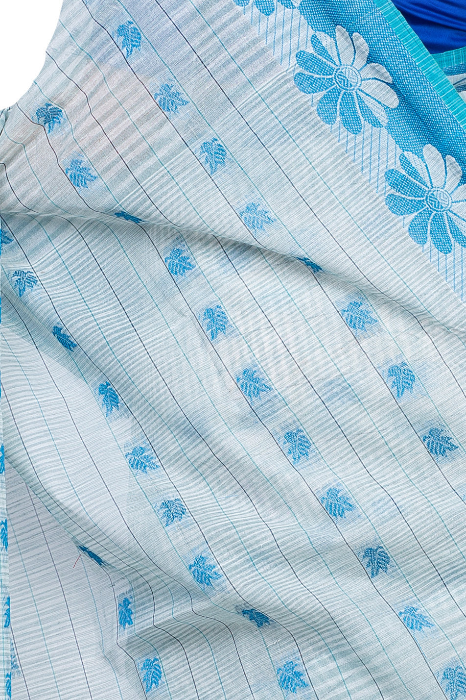Sky Blue Pure Cotton KotkiTat Tant Saree (893)